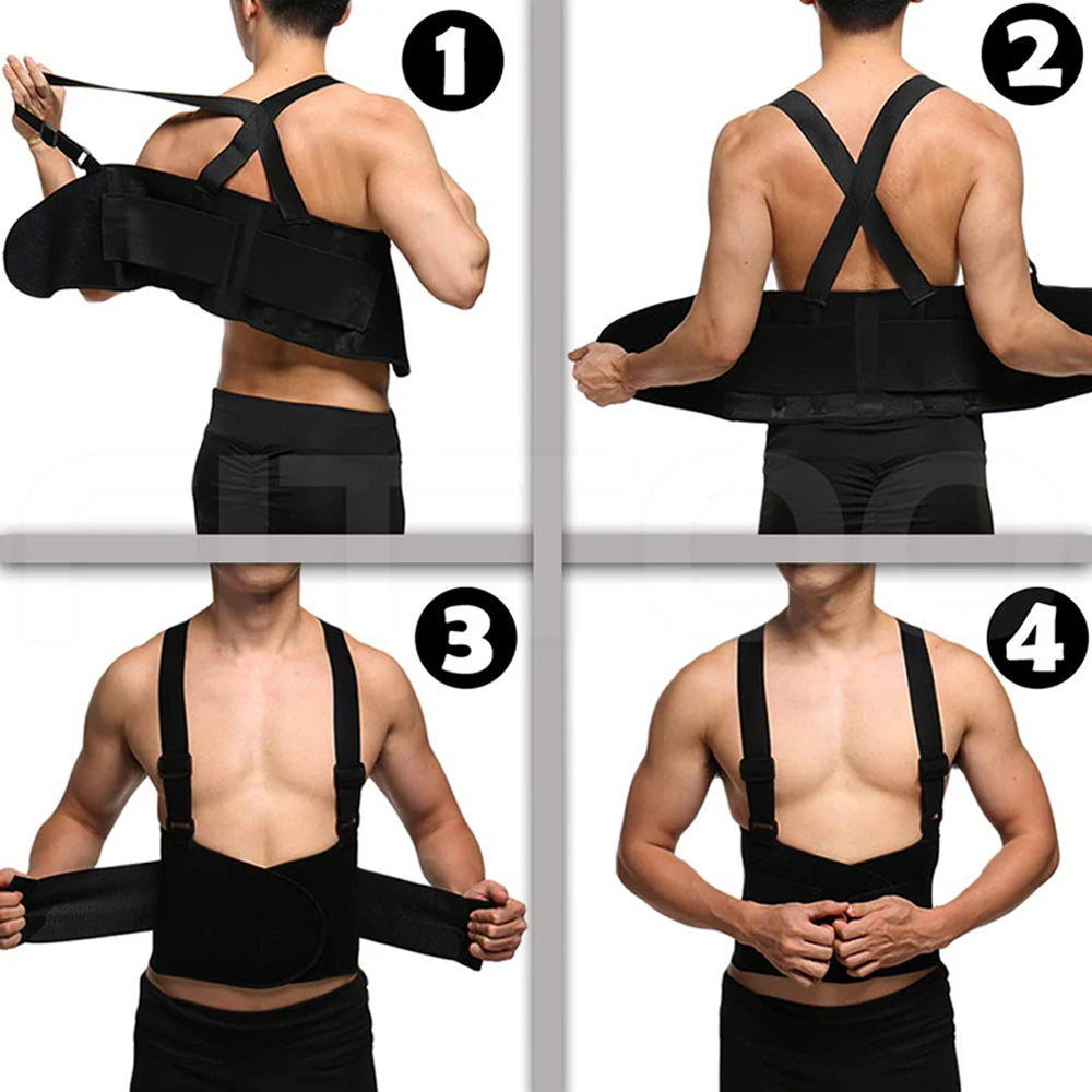 1Piece Work Back Brace for Men Women,Adjustable Lower Back Support Belt with Suspenders for Heavy Lifting Safety & Protection