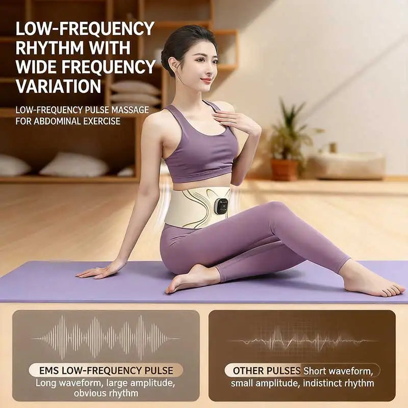 EMS Low-Frequency Pulse Waist Pulse Massager Full-Burning Fitness 7 Modes Hot Compress Abdomen Massage Body Shaping