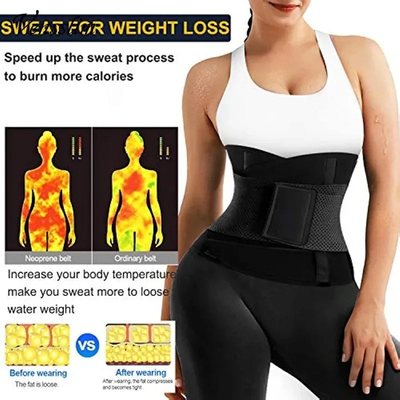 Women Sauna Sweat Abdomen Trimmer Belt Waist Trainer Slimming Body Shaper Corset Workout Belly Slim Fat Burner Girdles