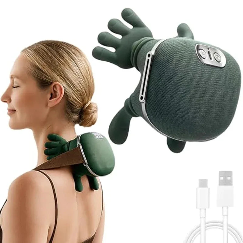 Wireless Bionic Finger Neck Shoulder Massager Shawl, Brushless Motor Deep Tissue Kneading Massager for Cervical Trapezius Pain R