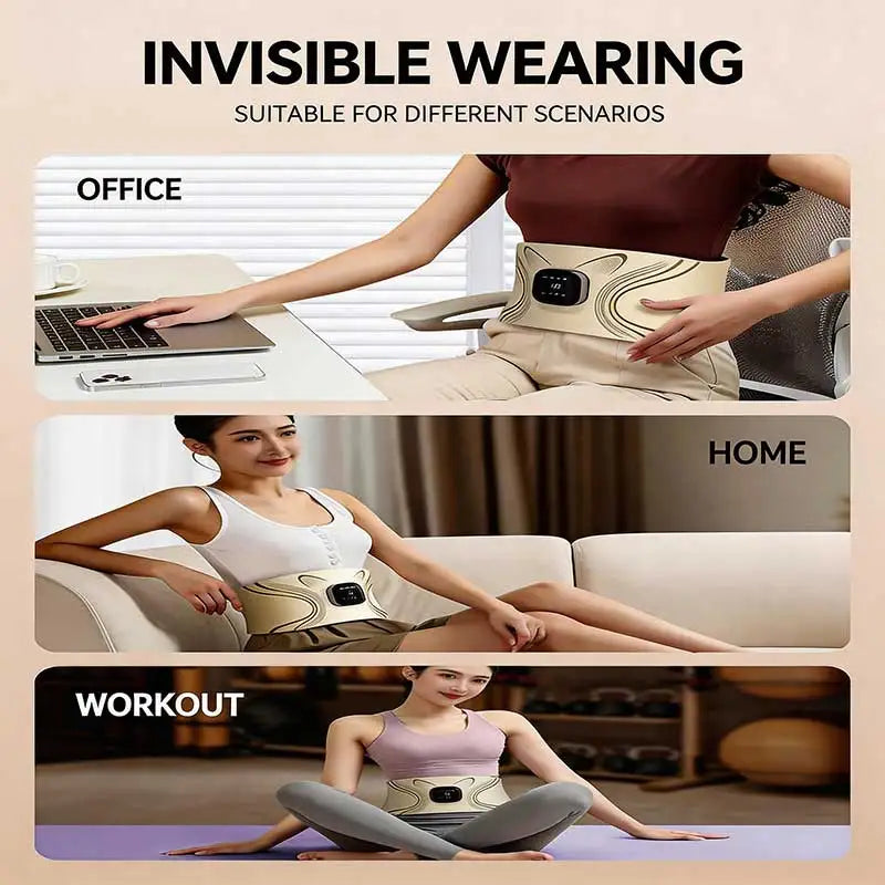 EMS Low-Frequency Pulse Waist Pulse Massager Full-Burning Fitness 7 Modes Hot Compress Abdomen Massage Body Shaping