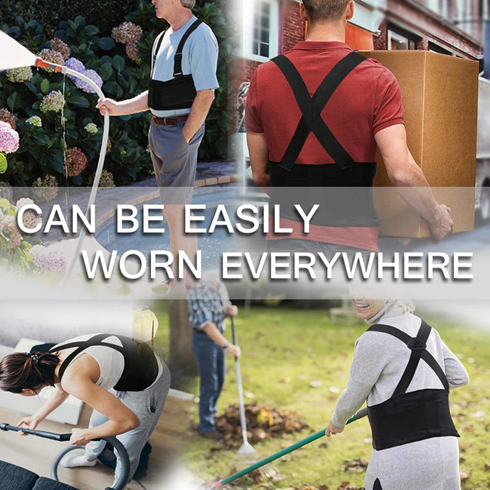 1Piece Work Back Brace for Men Women,Adjustable Lower Back Support Belt with Suspenders for Heavy Lifting Safety & Protection
